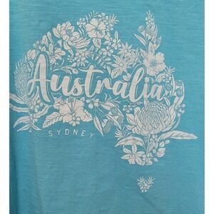 Pacific Creations Australia Sydney Floral Graphic T-Shirt Turquoise Cotton XL